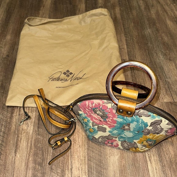 Patricia Nash bag first bloom lucite handle floral leather bowling set - Picture 2 of 8